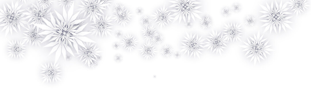 Abstract Christmas Background with White Paper Snowflakes
