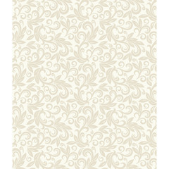 Seamless light background with beige pattern in baroque style. Vector retro illustration. Ideal for printing on fabric or paper for wallpapers, textile, wrapping.