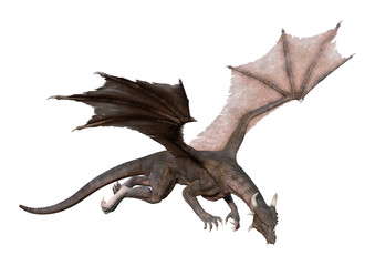 3D Rendering Fairy Tale Dragon on White