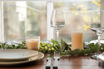 Table set for banquet in restaurant