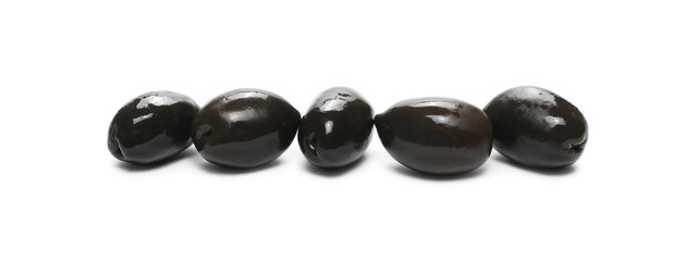 Black olives isolated on white background