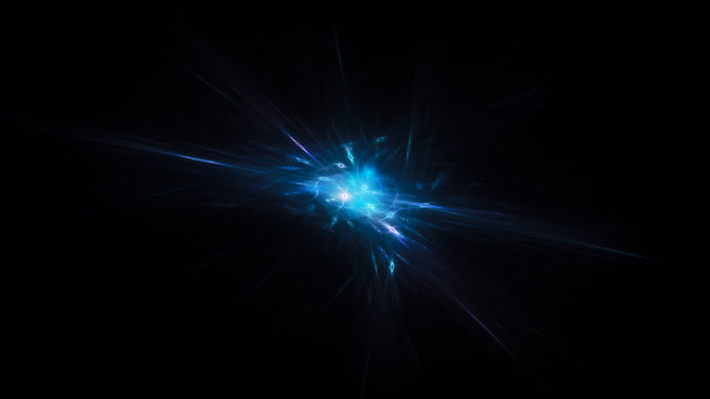 Blue glowing quantum weapon in space isolated