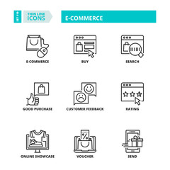 Thin line icons. E-commerce