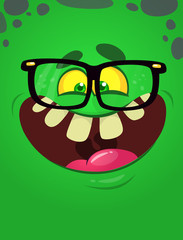 Cool cartoon monster face. Halloween vector illustration