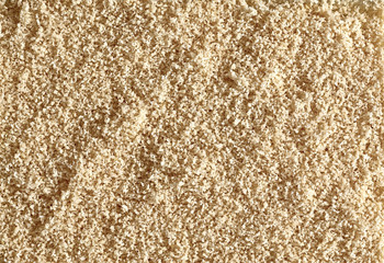 Almond granulated, milled or crushed flour from top view