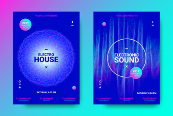 Music Flyers with Wave Dotted Lines.