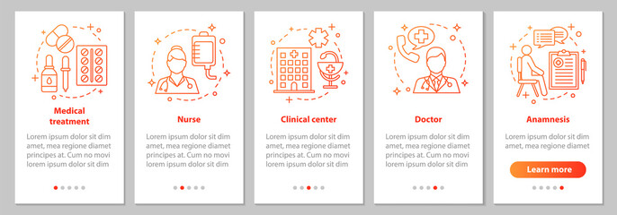 Fototapeta Medicine and healthcare onboarding mobile app page screen with l obraz