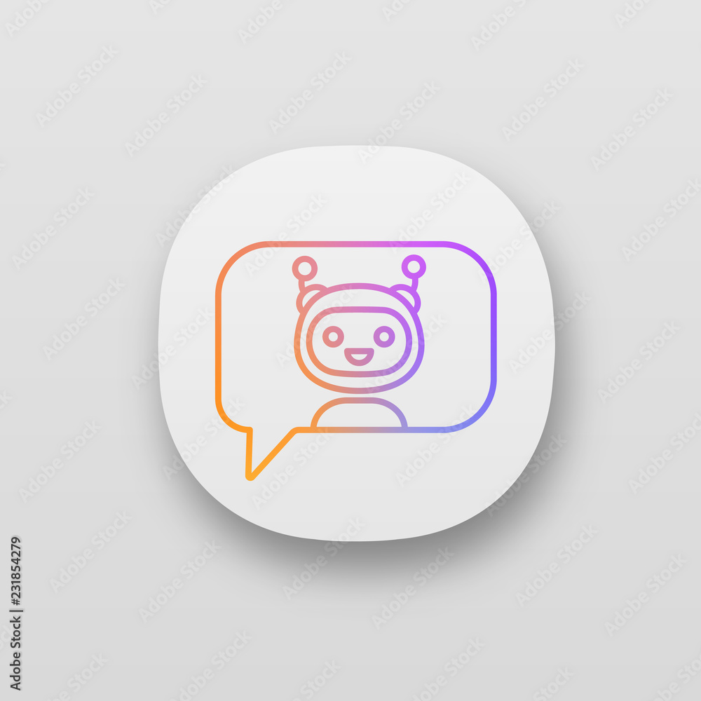 Poster chatbot in speech bubble app icon