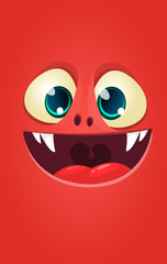 Cartoon monster face. Vector Halloween shocked monster square avatar