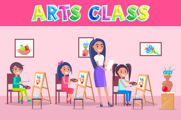Arts Class School Time Poster with Smiling People