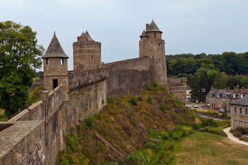 Fototapeta na wymiar Exterior Wall and Towers of Chateau de Fougeres, France