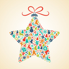 Christmas card with colorful star. Vector.