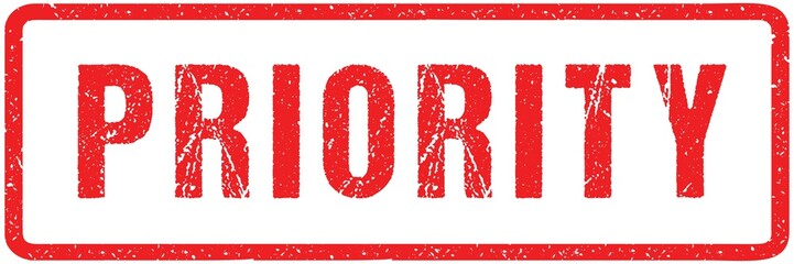 Priority Red Seal Seal Rough Letters Isolated on White. Red Ink Grunge Rubber Stamp Imitation Effect.