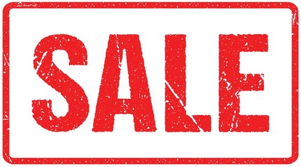 Sale Rough Letters Sign Typography Isolated on White. Red Ink Grunge Rubber Stamp