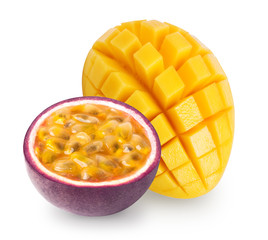 Isolated mango and passion fruit