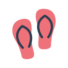 flip flops flat icon on isolated white transparent background.	
