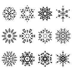 Snowflakes icon collection. Graphic vector modern ornament.