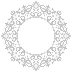 Decorative frame Elegant vector element for design in Eastern style, place for text. Floral grey border. Lace illustration for invitations and greeting cards