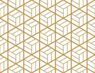 The geometric pattern with lines. Seamless vector background. White and gold texture. Graphic modern pattern. Simple lattice graphic design