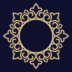 Decorative frame Elegant vector element for design in Eastern style, place for text. Floral golden border. Lace illustration for invitations and greeting cards.