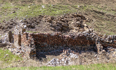 Destroyed old houses after the earthquake