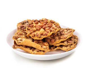 Rempeyek , fried cracker with peanut popular in Malaysia and Indonesia
