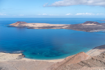 Canary Islands, Graciosa island view from observation point Mirador del Rio