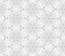 Abstract geometric pattern with lines, snowflakes. A seamless vector background. White and grey texture. Graphic modern pattern