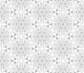 Abstract geometric pattern with lines, snowflakes. A seamless vector background. White and grey texture. Graphic modern pattern