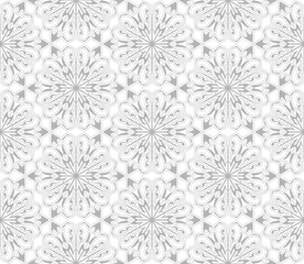 Poster Abstract geometrisch patroon met lijnen, sneeuwvlokken. Een naadloze vectorachtergrond. Witte en grijze textuur. Grafisch modern patroon © ELENA