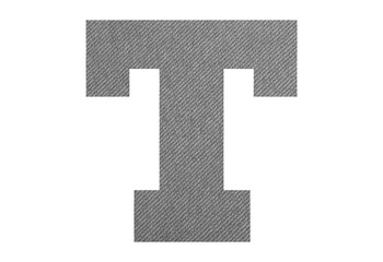 Letter T – with gray fabric texture on white background