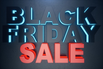 3D illustration Black Friday, sale message for shop. Business shopping store banner for Black Friday. Black Friday sale inscription design template. Banner for your design