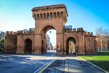 Porta Saragozza built in the XIII century in Bologna. © abrilla