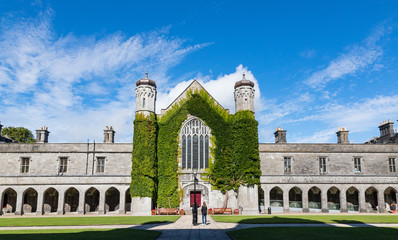 Panoramic view of the Quadrangle building on the grounds of Galway city University in Ireland
