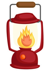 a vector of a lamp with fire burning in it