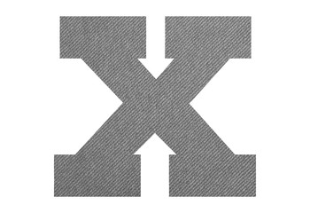Obraz premium Letter X – with gray fabric texture on white background