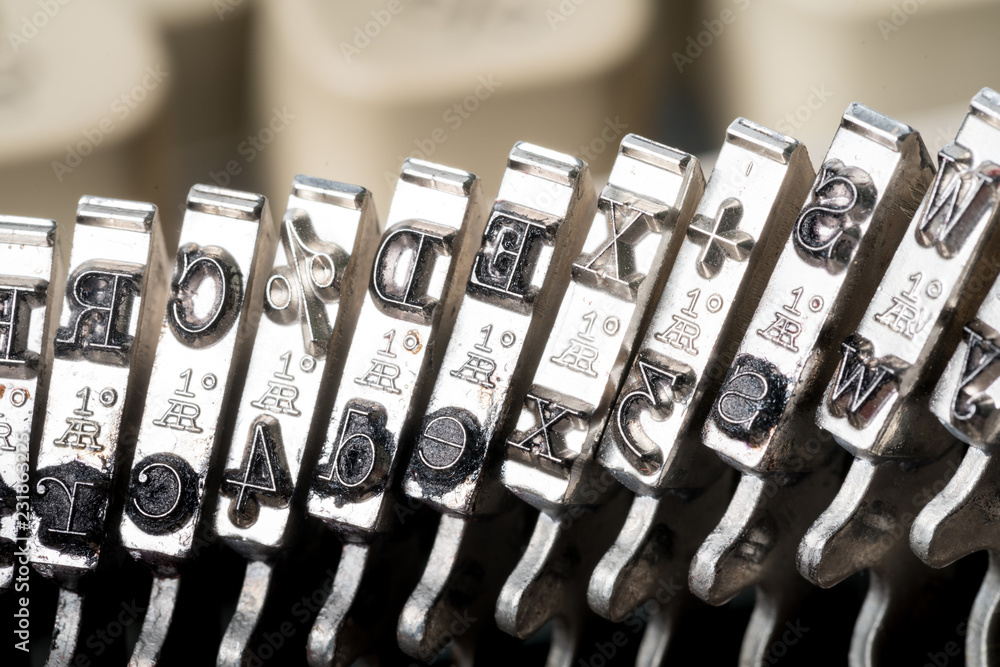 Poster close up of retro style typewriter in studio