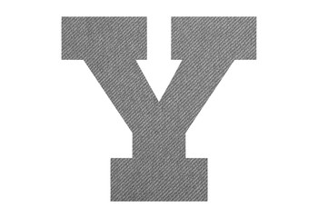 Letter Y – with gray fabric texture on white background