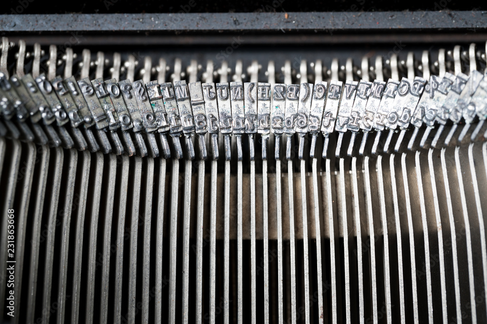 Poster close up of retro style typewriter in studio