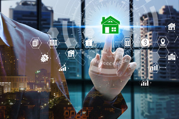 Finger touch with property investment Icons