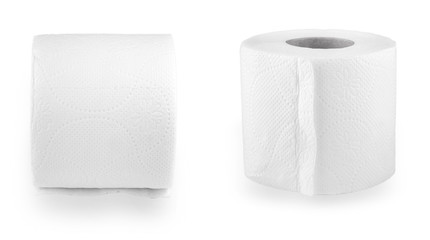 Set of simple roll of toilet paper on the  white