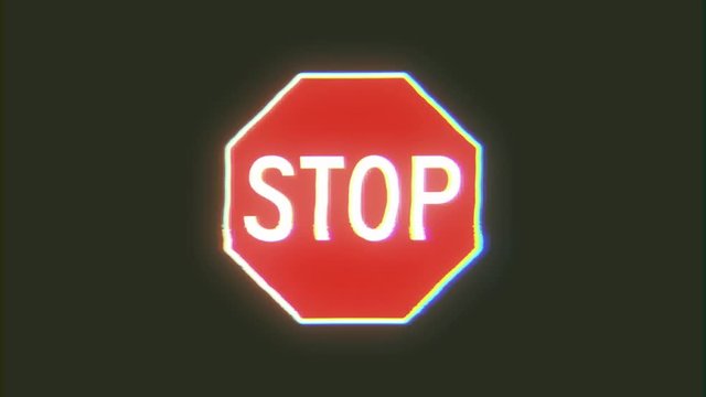 4k Stop Sign Glitch Video Background/
4k animation of a vintage stop sign background with nice retro glitch and distorted bad film effects