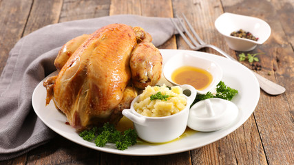 roasted chicken with mashed potato