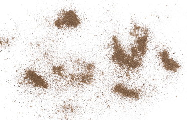 Fototapeta na wymiar Ground pepper powder isolated on white background, top view