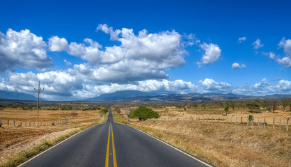 North view from road 6 in Guanacaste plains, during dry season, Costa rica