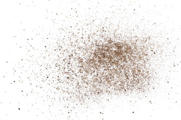 Fototapeta na wymiar Ground pepper powder isolated on white background, top view