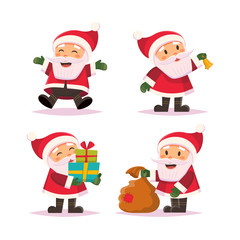 Santa Claus cute character set in flat style, isolated on white background