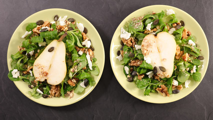 autumn salad with pear and nuts