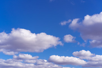 Fototapeta na wymiar blue sky with cloud close up autumn day over horizon