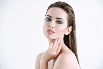 Fototapeta premium Beautiful young girl with beauty face
